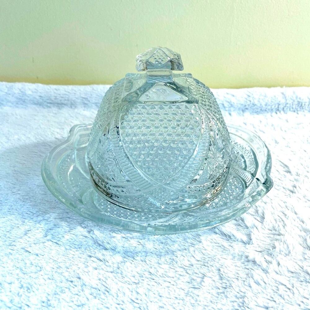 Antique EAPG Dome Butter Dish Early American Pattern Glass Cheese Charcuterie